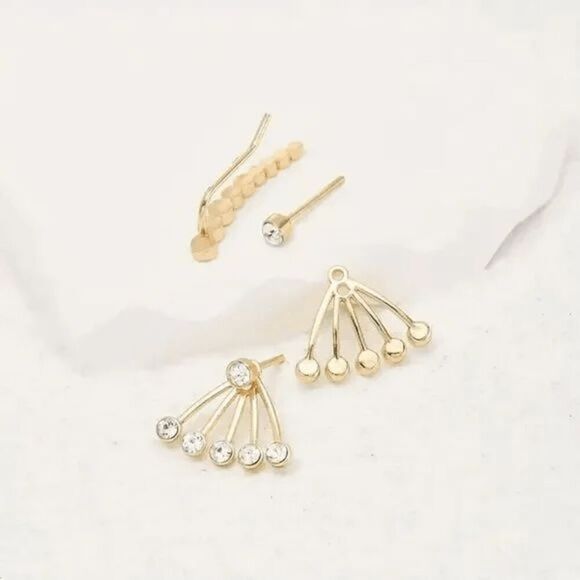 Gold Diamond Ear Crawler Ear Hugger Ear Jacket - Picture 4 of 5